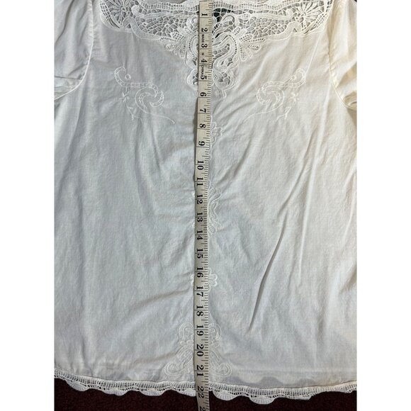 Lauren Ralph Lauren Women's M Top White Lace Sheer Cottage Core Long Sleeve - Picture 9 of 12